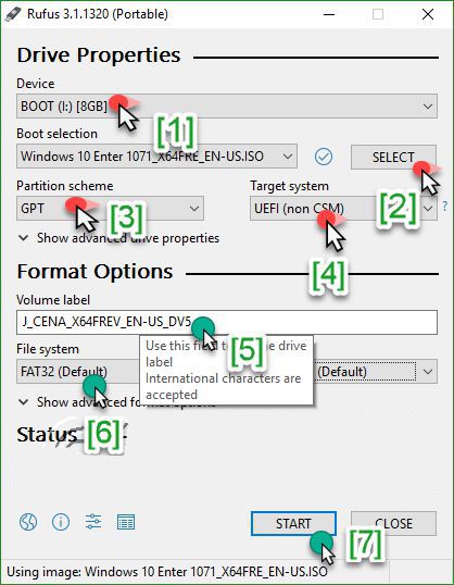 tao usb cai windows UEFI